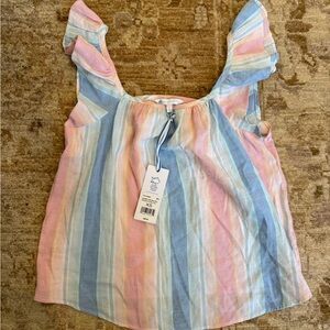 Southern Tide Multicolor Striped Ruffle Blouse